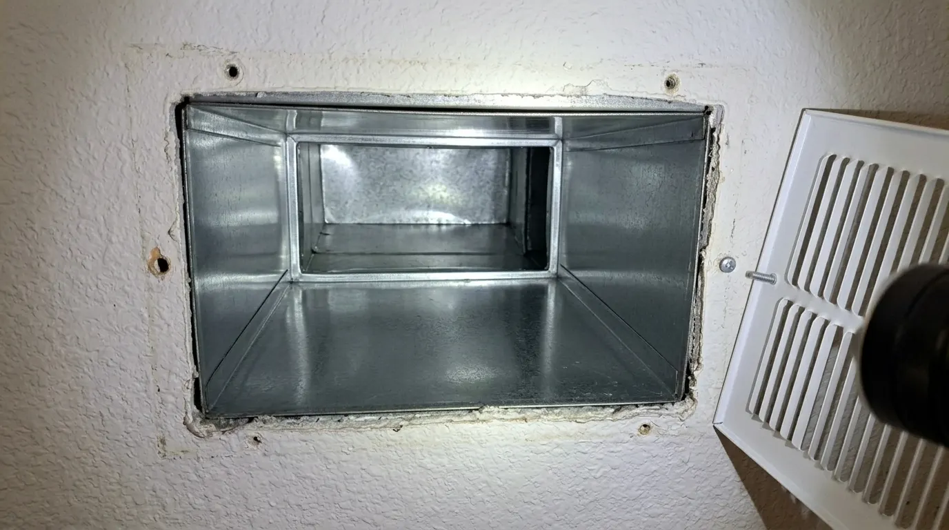 Same duct interior spotless after professional cleaning