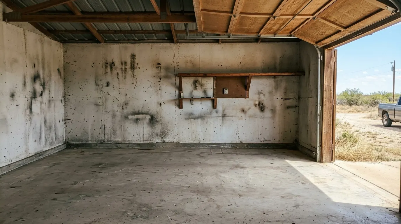 Same garage cleared and swept clean after junk removal