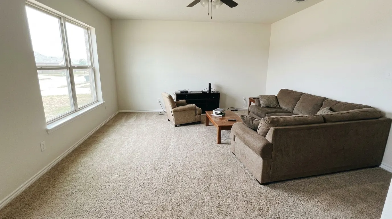 Same living room fully dried and restored